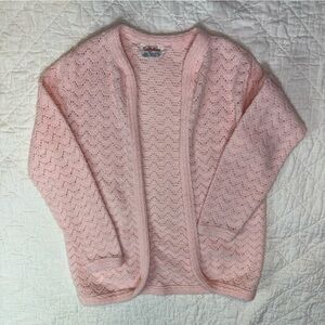 Pink Open-Front Knit Cardigan